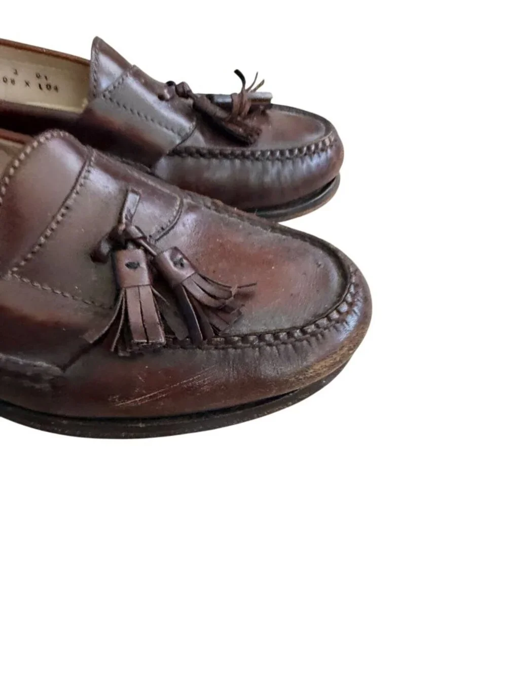 COLE HAAN City Men’s Vintage Brown Burgundy Leather Tassle Loafers Dress Shoes S